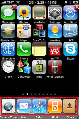 5 icons iphone dock