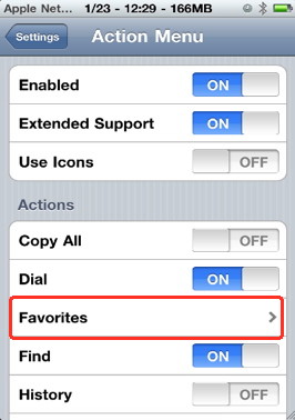 Setting favorites in iPhone context menu with Action Menu Plus Pack
