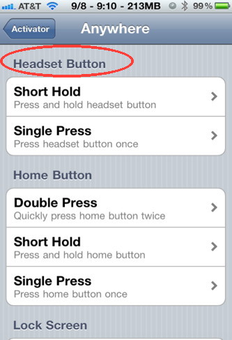 Use Activator to assign  iPhone headphone buttons to iPhone actions and control