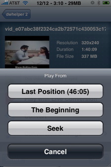 air video play options to play iPhone video