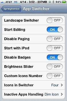 App switcher customization with springtomize 2