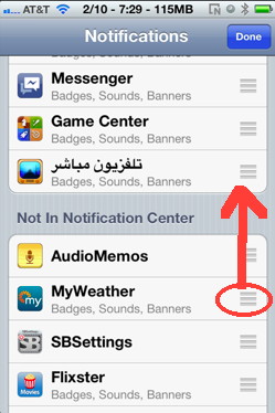 Arrange notification center in iOS5