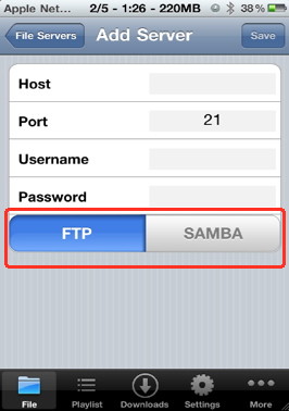 Use FTP to transfer avi to iphone and play with Oplayer