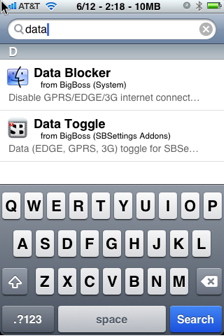 Install data blocker and data blocker toggle to disable iPhone dat plan
