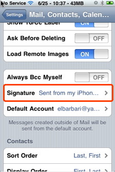 from iPhone settings you can change iPhone signatre in  iPhone mail 