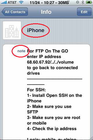 contatacts for the iphone