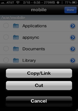 Copy cut or paste a file from one directory to another with ease with iFile for iPhone