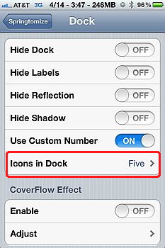 Customize iphone dock with springomize 2
