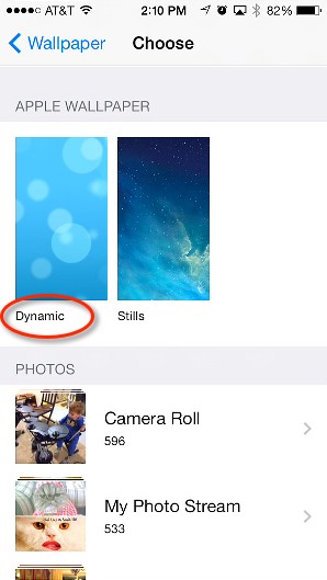 Dynamic wallpapers in iOS7