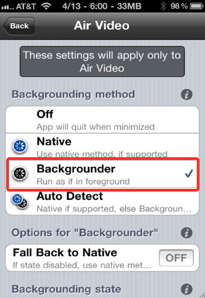 Enable backgrounder for an iPhone app