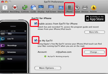 Eye TV for Mac iPhone Set up