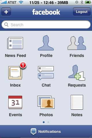 face book for the iPhone