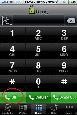 sip call with fring on iphone