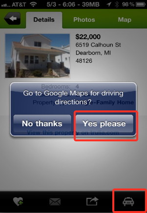Navigate from Maps can work using any iPhone application that sends addresses to maps