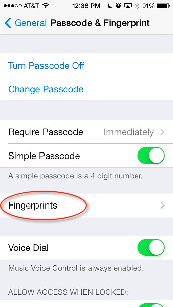 iPhone 5s Fingerprints