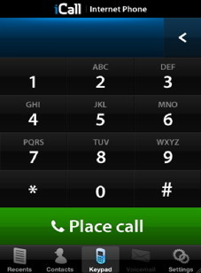 Use the dial pad of iCall to make free iPhone calls using VoIP