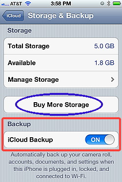 iCloud Backup and more storage