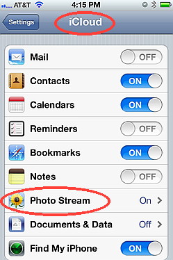 Enable photo stream using icloud for iOS 5