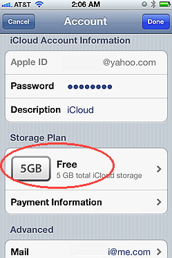 iCloud for iOS 5 backup and sync