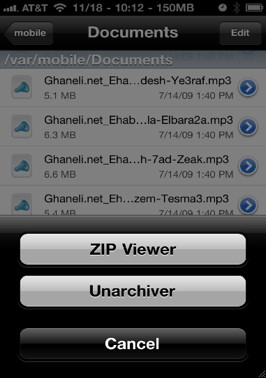 iFile allows you to open and unarchive files right on the iPhone