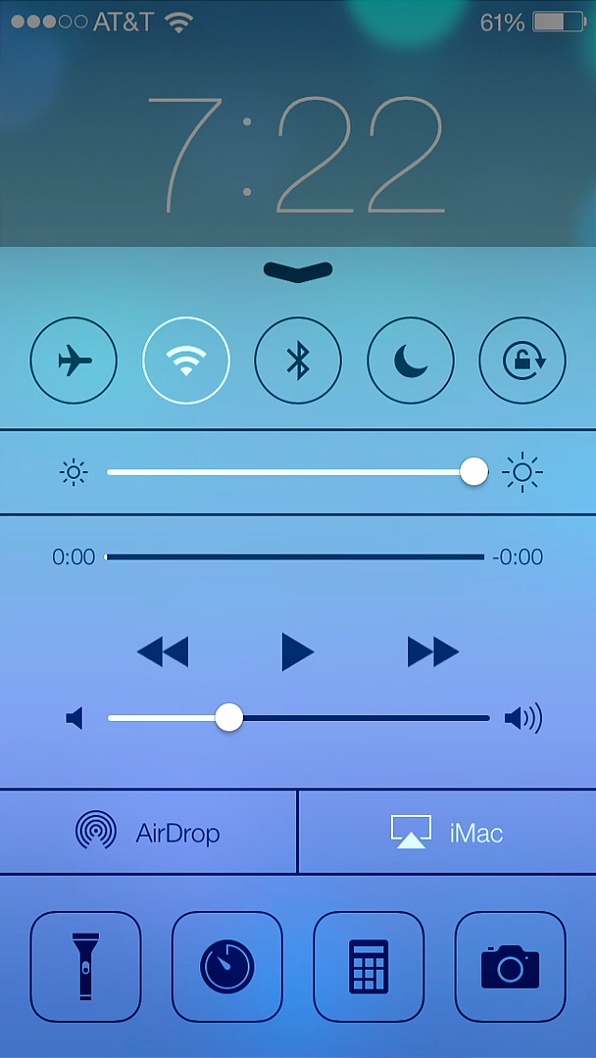iOS 7 Control Center from lock screen
