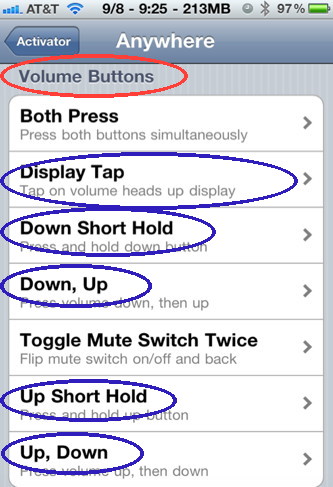 Use your iPhone volume buttons to control your iPhone with Activator