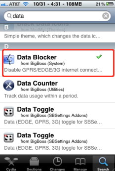 iPhone data blocker from Cydia