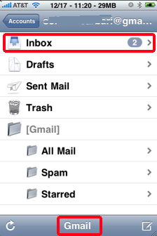 iphone email inbox