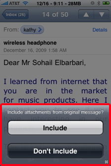 iphone email include attachements