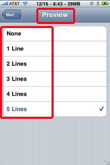 iphone email number of lines