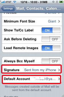 iphone email more settings