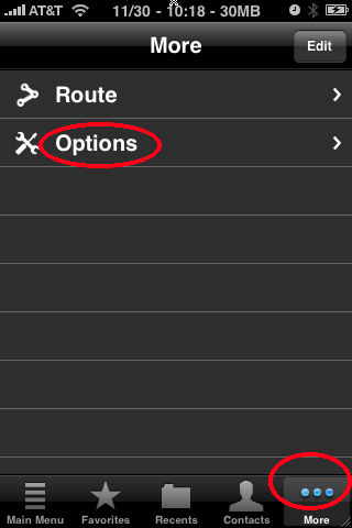 navigon iphone more options