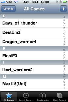 iPhone nes emulator game list