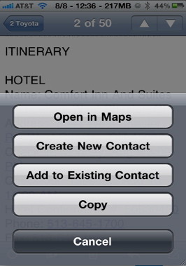 Add addresses automatically to maps and contacts from iPhone Notes