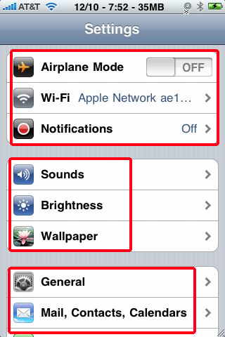 Apple iphone software settings app