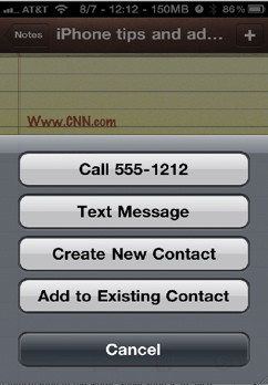 Phone numbers with iPhone notes