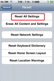 Reset all settings is one of the iPhone troubleshooting