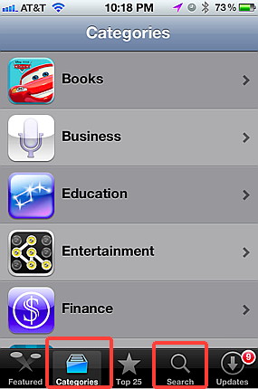 iPhone applications categories in App Store