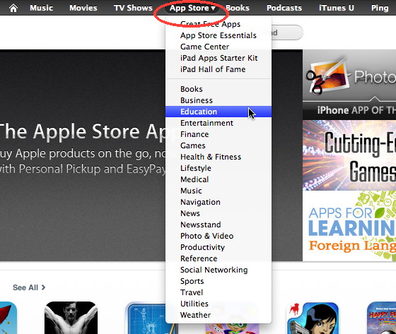 Find iPhone applications with iTunes on your Mac or PC