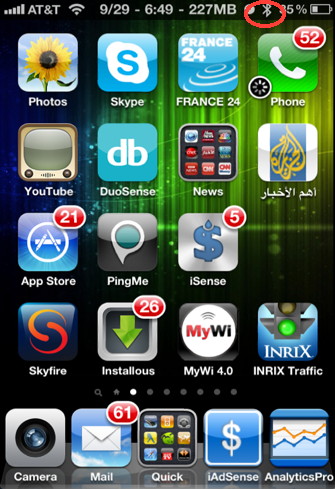 iPhone bluetooth icon on status bar
