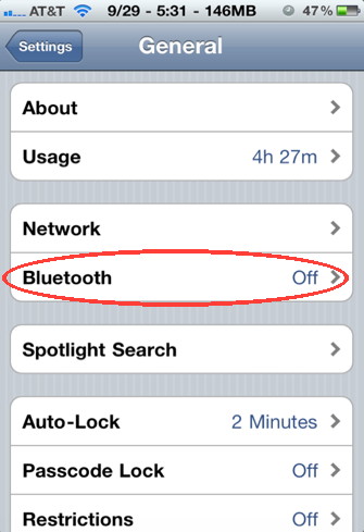 Turn iPhone bluetooth on and off
