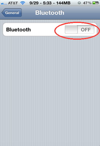 Turn iPhone bluetooth on and off from settings