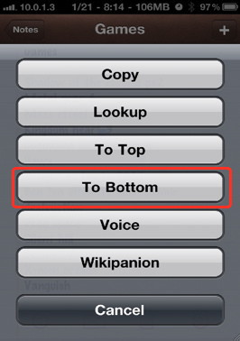 iPhone context menu with many options that make the iPhone more user frendly