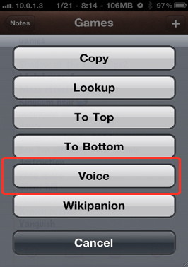 iPhone context menu voice plugin addition to Action Menu Plus Pack