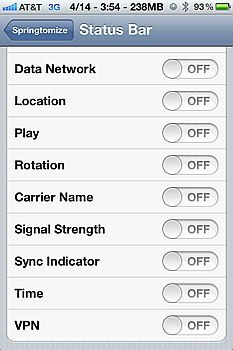 iPhone customization of status bar