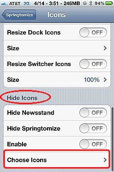 Resize iPhone icons with Springtomize 2 for iPhone 4S