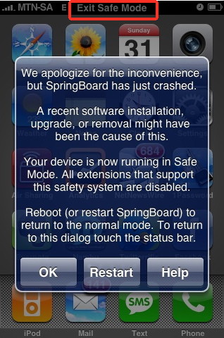 When an iPhone problem happen, you will be sent to the safe mode screen
