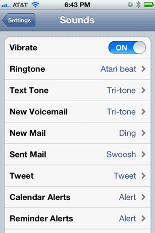 iPhone ringtones settings