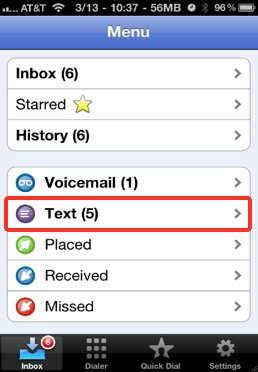 sms iPhone text messages with Google Voice