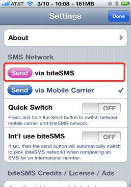 iPhone texting vis BiteSMS or Google voice